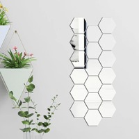 Peel and Stick Wall Mirror Self-Adhesive Hexagon Acrylic Mirror Glass for Gym /Dance /Yoga Studio Wall