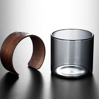 Tasse à thé simple en verre avec support en bois, en verre borosilicate, emballage avec logo