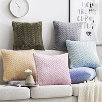 Housse de coussin d'hiver en velours tissé super doux Innermor, motif floral rayé, portable, bleu océan royal, pour la décoration intérieure moderne de chambre à coucher