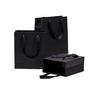 Sacs en papier kraft de luxe écologiques imprimés à la main avec poignée, blanc et brun, logo personnalisé pour le shopping, emballage de cadeaux - Product Image 6