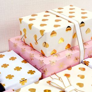 Luxury Metallic Foil Gift <b>Wrapping</b> <b>Paper</b> Sheet with Printed Four Leaf Clover Heart Hexagram - Product Image 5