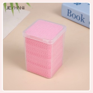 Tampons de <span class=keywords><strong>coton</strong></span> démaquillants pour vernis à ongles OEM avec étui de rangement, carrés roses, sans peluches - Fournitures <span class=keywords><strong>DIY</strong></span> pour nail art - Product Image 1