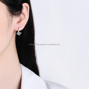 Pendientes de Aro de Plata S925 con Moissanita para Mujer, Clásicos, 1 Quilate, Diseño Geométrico Ligero, Lujo, Alta Calidad, Moda, Bodas - Product Image 4