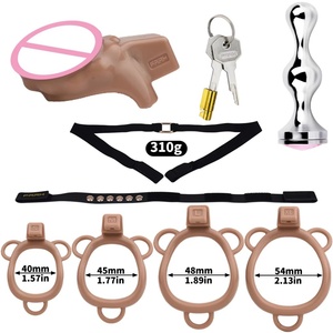 Male Chastity Cage With Realistic <b>Dildo</b> Metal Anal Plug Chastity Belt Sissy Cock Lock Penis Ring BDSM Sex Toys for Men - Product Image 6