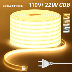 Striscia LED AC 110V 220V ad Alta Tensione IP67 Impermeabile, Nastro Luminoso COB Flessibile Plug and Play per Esterni e Profili di Edifici - Product Image 1