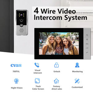 1V1 Kit de visiophone pour la maison Écran LCD de 7 pouces Sonnette de <span class=keywords><strong>porte</strong></span> étanche à 4 fils Interphone pour la maison - Product Image 4