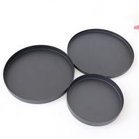 Plateau rond en métal décoratif de qualité supérieure, en fer, noir, avec revêtement en poudre, multifonctionnel pour la cuisine et le salon, décoration intérieure