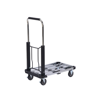 JK Industrial Folding Aluminium Frame Hand Cart <b>Dolly</b> OEM Lightweight Four-<b>Wheel</b> Platform Trolley Silver Powder Coated Chrome - Product Image 2