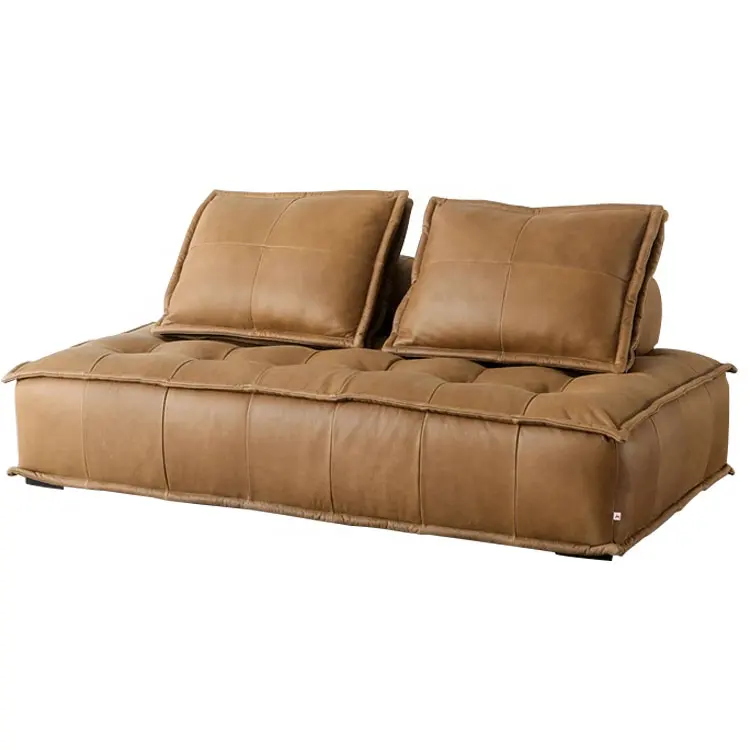 Desain Sederhana Berlapis Kain Sintetis Kulit asli 1-2-3 seater sofa Sectional set perabot ruang keluarga