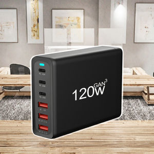 USB C 120W ที่ชาร์จพอร์ต6 PD 65W GAN สถานีชาร์จโทรศัพท์อย่างรวดเร็วสำหรับ <span class=keywords><strong>iPhone</strong></span> iPad แท็บเล็ตแล็ปท็อป QC3.0ที่ชาร์จติดผนัง - Product Image 3