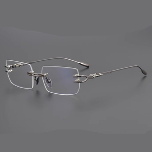 2025 không khung kính quang học khung Nam Vàng cận thị khung Titan kinh doanh chống ánh sáng màu xanh Kính mắt tùy chỉnh logo - Product Image 4