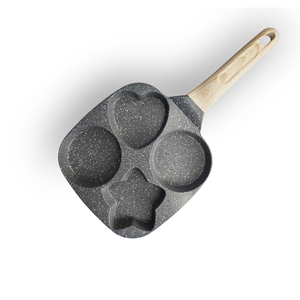 Poêle à frire moderne antiadhésive en aluminium, carrée, à 4 trous en étoile, avec poignée en bois, capacité 1L, compatible induction, passe au four, écologique - Product Image 3