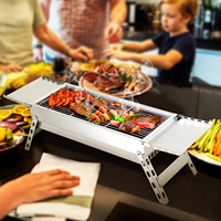 Pliable Portable Blanc En Acier Inoxydable Charbon De Bois Barbecue Grill Pour Camping Garde Cuisine Extérieure