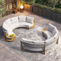Ensemble de salon de jardin de luxe en métal pour hôtel, villa, patio, canapé d'extérieur en forme de L, ensemble de meubles de jardin en aluminium