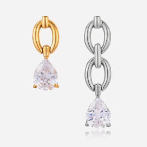 Pendientes de Gota de Agua con Engaste de Garra, de Acero de Titanio y Aleación de Zinc, Joyería de Moda para Fiesta para Mujer - Product Image 1