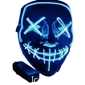 Mascarada <span class=keywords><strong>de</strong></span> <span class=keywords><strong>Halloween</strong></span> <span class=keywords><strong>de</strong></span> alta calidad 2024, fiesta <span class=keywords><strong>de</strong></span> carnaval, cara completa aterradora, 10 colores, máscara LED iluminada con cable EL - Product Image 1