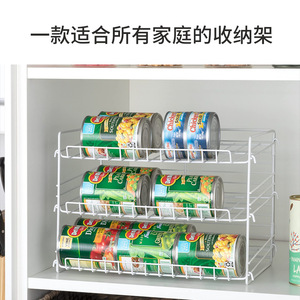 Canned Food <b>Storage</b> <b>Rack</b> 3 Tier White <b>Wire</b> Kitchen Organizer Shelf For Pantry Cabinet Use - Product Image 3