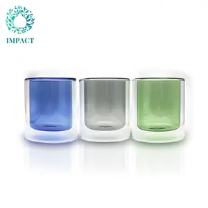 Pots de bougie en verre de luxe double bocaux de bougie en verre clair extérieur peint paroi intérieure fond ouvert