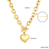Collier et bracelet avec pendentif en forme de cœur, plaqué or 18 carats, en acier inoxydable, ensembles de bijoux pour femmes, TGSL3602
