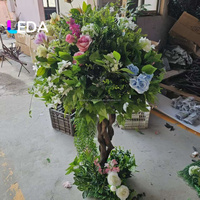LEDA Nouveau design de centre de table en fleurs artificielles avec tronc d'arbre pour la décoration de table de mariage