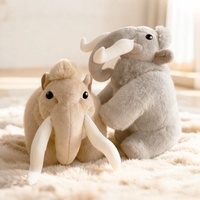 Boneka Mammoth Wol Berbulu 2 Warna Grosir, Boneka Gajah Prasejarah Lembut, Logo Kustom Seri Dinosaurus, Suvenir