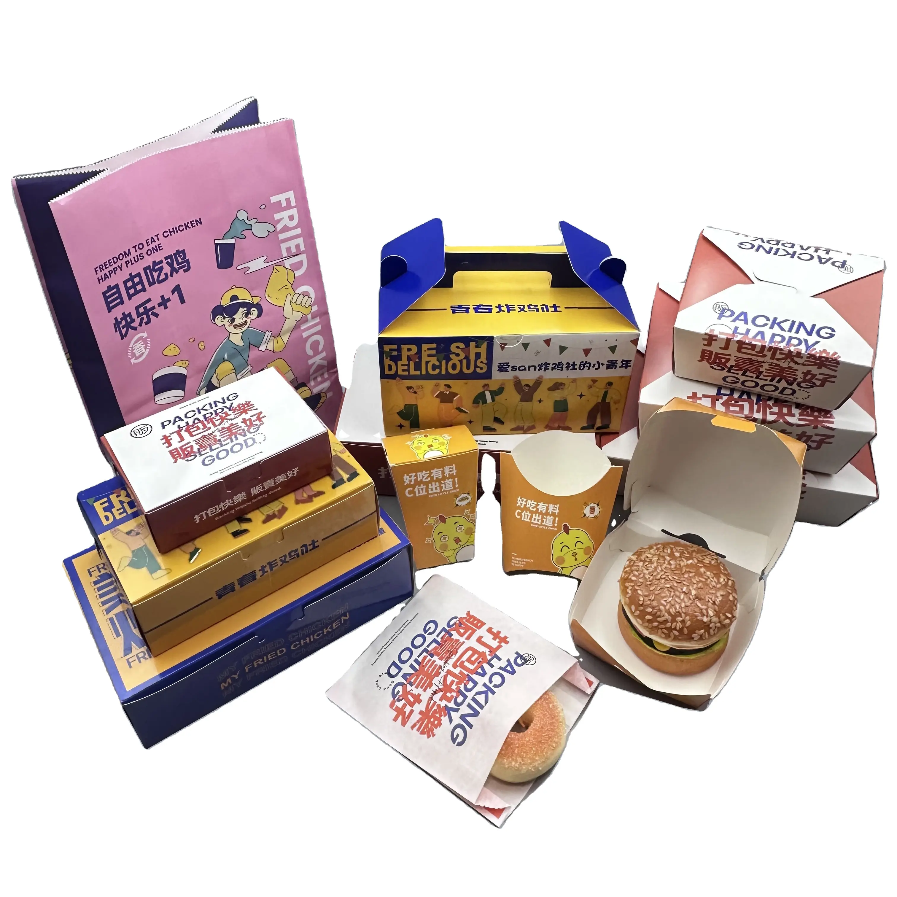 Wholesale Customized Hot Fast Food Packaging Take out Kfc Nuggets Wings French Fried Chicken Packaging Box