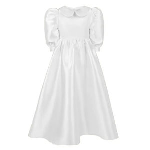 Vestidos de Niña de las Flores Blancos Personalizados para Bodas, Media Manga, Satén, Largo hasta el Suelo, Sencillos y Elegantes, <span class=keywords><strong>Vestido</strong></span> de <span class=keywords><strong>Primera</strong></span> Comunión para Niñas - Product Image 1