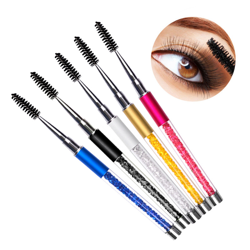 Новое поступление 2021 года, аппликатор для ресниц с блестящими кристаллами, одноразовая нейлоновая ручка для туши, палочки, щетки для питомцев