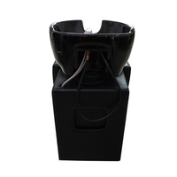 Lit moderne semi-inclinable avec shampoing thaïlandais pour salons de coiffure Lit à shampoing assis noir Accoudoirs Chaise avec shampoing pour le lavage des cheveux