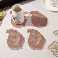 Sous-verre rond en PVC de style européen pour la décoration de la maison, sous-verres tissés, set de table, tapis pour tasse à café, imperméable, antidérapant