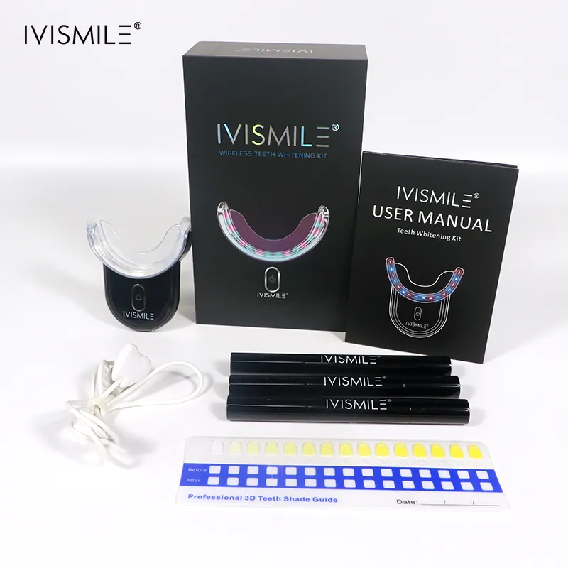 IVISMILE निजी लेबल दंत सैलून मुस्कान वायरलेस 32 एलईडी नीले प्रकाश दांत Whitening किट का नेतृत्व किया