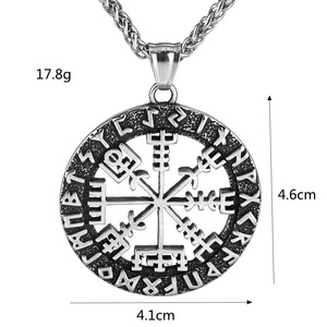 Stainless Steel Viking <b>Compass</b> Pendant Necklace Men's Fashion Jewelry Geometric Design Gift for Clothing Matching - Product Image 5