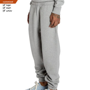 <span class=keywords><strong>Pantaloni</strong></span> da Jogging in Pile Grigio Tinta Unita per Uomo Alta Moda <span class=keywords><strong>con</strong></span> Elastico in Vita e Polsini <span class=keywords><strong>Pantaloni</strong></span> Casual in Cotone Pesante - Product Image 2