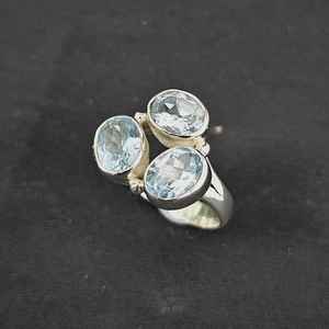 Natural Aquamarine <b>Silver</b> <b>Ring</b> <b>925</b> <b>Silver</b> <b>Ring</b> Aquamarine Gemstone Statement <b>Silver</b> <b>Ring</b> Handmade Boho Handmade - Product Image 3