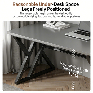 Bureau d'ordinateur en métal durable pour le bureau à domicile, cadre en acier épais de luxe moderne, bureau pour ordinateur portable avec rangement, assemblage simple - Product Image 4