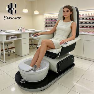 Sillón de Pedicura de Lujo Europeo Blanco de Cuero PU con Vidrio y Plástico, para Masaje de Uñas y Spa, con Hidromasaje, Color Personalizable de Fábrica - Product Image 1