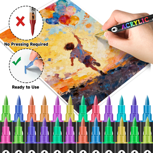 Marqueurs acryliques double pointe double couleur JMC JIMICO, <span class=keywords><strong>120</strong></span> couleurs, pointe pinceau extra douce, stylos à peinture pour projets créatifs DIY, ensemble d'art complet - Product Image 4