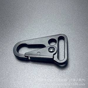 Snap <b>Hook</b> Zinc Alloy Black Electrophoresis Outdoor Tactical Key Ring With Loop Rotating Dog Buckle Metal Webbing <b>Hook</b> - Product Image 1
