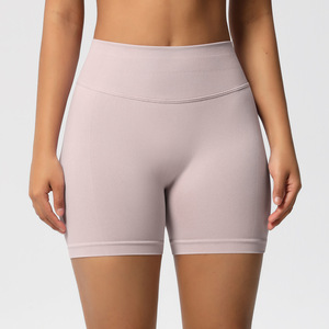 Wholesale Women's Seamless Ribbed High Waist Biker Shorts Butt Lifting Yoga Workout Shorts No Camel <b>Toe</b> Slim Fit Sports Shorts - Product Image 6