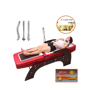 Thermal jade roller electric table hot stone chiropractic far infrared heating pad therapeutic Korea automatic spa massage bed