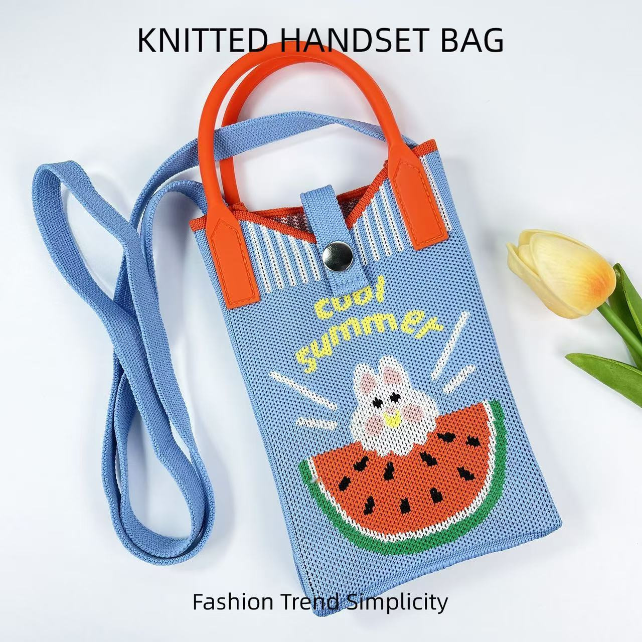 Sac pour téléphone motif pastèque et lapin
