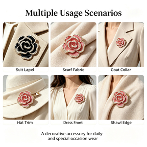 Broche Fleur de Camélia Personnalisable, Accessoire Vintage Élégant pour Femmes, Idéal pour Costumes, Robes, Foulards, Soirées et Usage Quotidien - Product Image 3