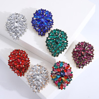Bros Kristal Bunga Marquise Barok Vintage, Pin Buket Berlian Imitasi Warna-warni, Aksesori Pesta Hadiah Unisex