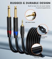 1/8 ila 1/4 Stereo Kablo 6.6FT 3.5mm TRS - Çift 6.35mm TS Kablo