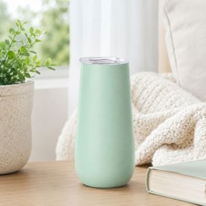 Gobelets à cocktail réutilisables incassables de 6 oz avec logo personnalisé, cadeau de mariage, flûte à vin sans pied à double isolation avec couvercle - Product Image 2