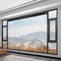 Ventanas Abatibles de Aluminio Modernas para Casa o Villa, con Persianas, Doble Vidrio Templado, Insonorizadas, para Baño, Venta al Por Mayor