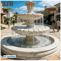 Fontaine de jardin en marbre blanc de style européen minimaliste, sculpture de cascade, fontaine d'eau pour manoir et villa