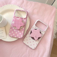 Coque de protection antichoc rose à pois en TPU avec support magnétique étoile pour filles, compatible iPhone 17 Pro Max/16/15/14