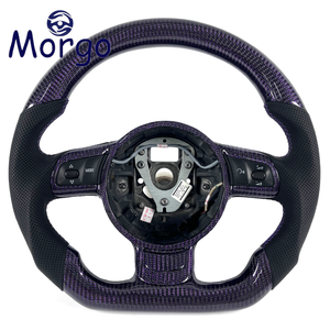 Accesorios Interiores para Automóviles, Volante de Cuero Perforado de Fibra de Carbono Morado Personalizado para <span class=keywords><strong>Audi</strong></span> TT TTS TTRS R8 V8 <span class=keywords><strong>V10</strong></span> - Product Image 1
