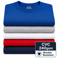 Lot de T-shirts CVC 240 g/m² épais - Anti-plis, vierges pour uniformes scolaires et sportifs